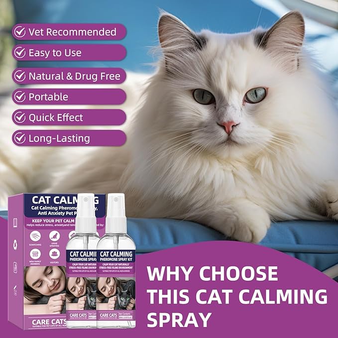 Cat Calming Pheromone Spray Kit Feline Calm Pheromones Vet Recommended Drug-Free Anxiety Relief for Multi-Cat Homes,Stops Scratching & Urine Marking,60-Day Supply | Drug-Free (2)