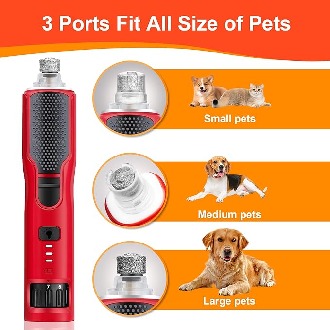 Dog Nail Grinder 7-Speed & 360° LED Light, Professional Pet Nail Grinder for Dogs and Cats, Electric Dog Nail Trimmer Painless Paws Grooming & Smoothing Tool for Large Small Dogs Cats Pets