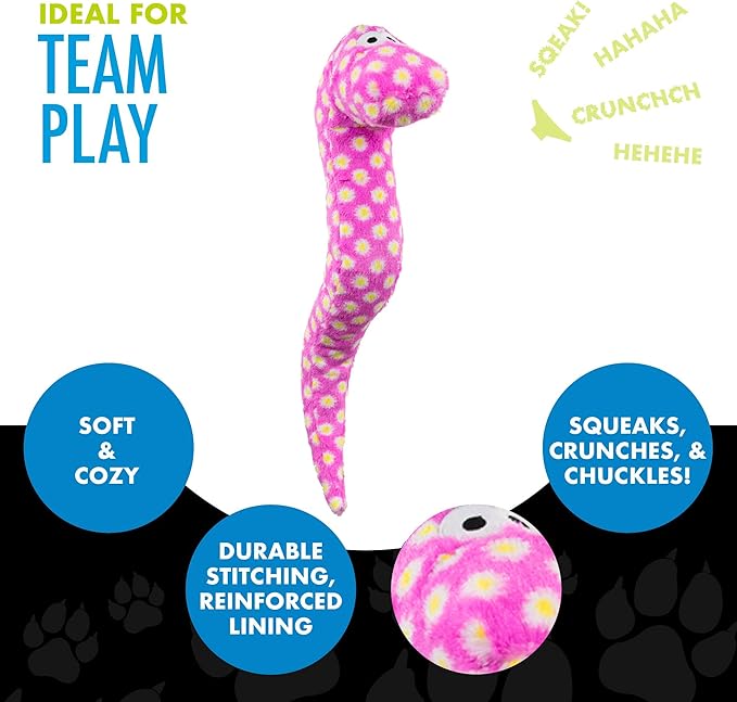 Hero Chuckles, Plush Squeaky Dog Toy, Durable Stuffed Animal with 3 in 1 Squeaker