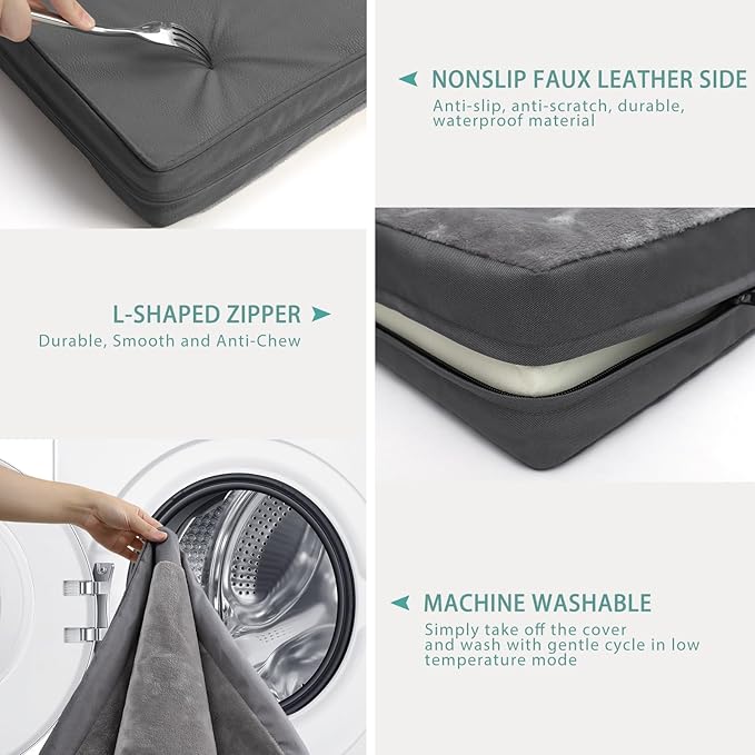 Waterproof Dog Beds Large Sized Dogs, Outdoor Washable Orthopedic Pet Bed with Removable Cover Reversible, Foam Pets Bed Durable Anti-Slip Bottom, 36"x27", Gray