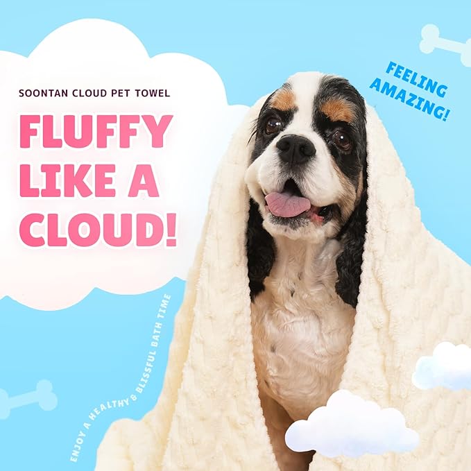 SOONTAN Cloud Pet Towels – Absorbent, Soft Microfiber Towels for Drying Dogs and Cats, Quick-Dry, Includes 2 Sizes