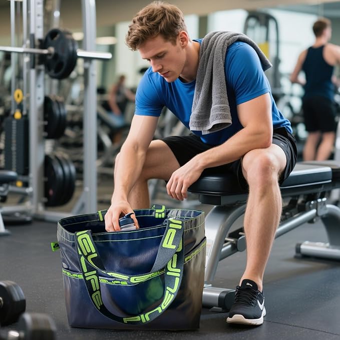Extra Large Tote Bag Foldable Waterproof Summer Beach Bag for Women Men, Dual Handles, for Swim Gym Camping Shopping