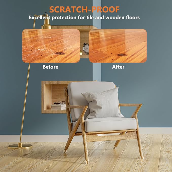 BAIPOK 36Pcs Round Chair Leg Floor Protectors with Felt Bottom, Silicone Chair Leg Covers Caps for Hardwood Floors, Dining Room Bar stools Leg Protectors, Reduce Noise & No Scratch, Clear, Large