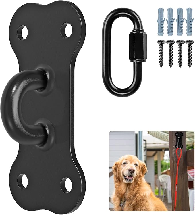 Lifeswell Dog Leash Holder for Wall, Heavy Duty Hook for Lead Management, Easy to Install, Fully Welded Hook for Indoor & Outdoor Use, Black