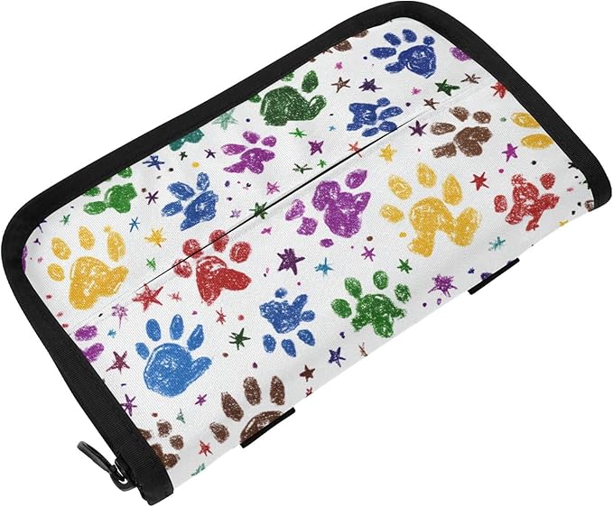 Car Tissue Holder Car Napkin Holder Car Tissue Box Dispenser Storage Case Sun Visor Mask Holder with Adjustable Straps Reusable Refillable Paw Prints and Stars
