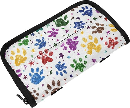 Car Tissue Holder Car Napkin Holder Car Tissue Box Dispenser Storage Case Sun Visor Mask Holder with Adjustable Straps Reusable Refillable Paw Prints and Stars