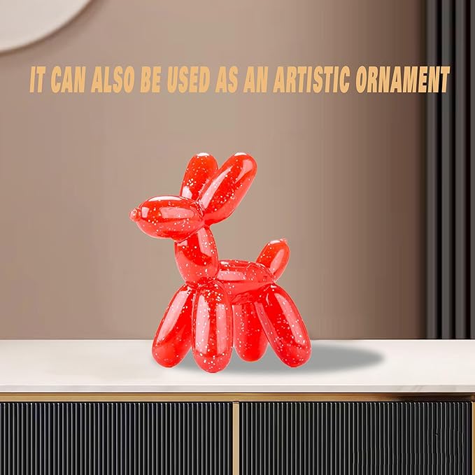 Durable Dog Chew Toy – Balloon Dog Shape, 6.14” for Medium & Large Dogs, Tough Plastic, Interactive Chew Toy for Boredom & Dental Health（Red）
