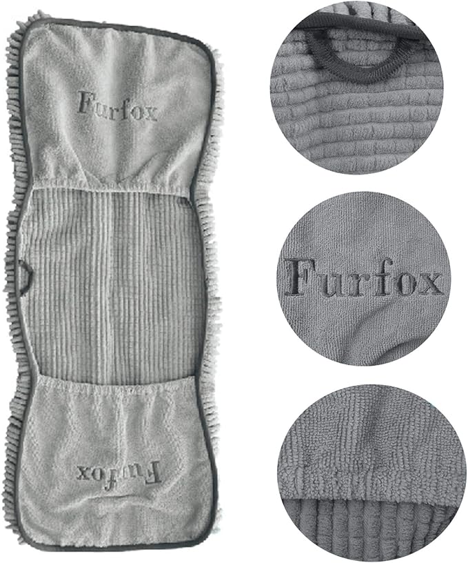 Furfox Absorbent Dog Towel, Microfiber Quick Drying Towel Machine Washable with Hand Pockets - Medium Large Dog 35 x 15'