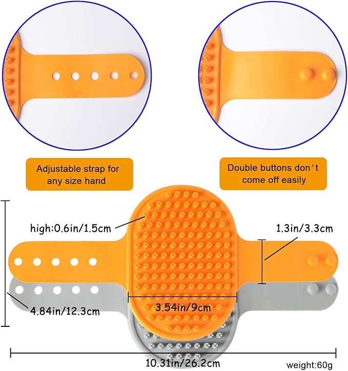 Dog Grooming Brush, Pet Shampoo Bath Brush Shedding Soothing Massage Rubber Comb with Adjustable Ring Handle for Long Short Haired Dogs and Cats 2pcs