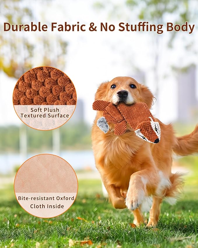 KrauzPet Dog Toys, Squeaky Plush No Stuffing Crinkle Dog Toy for Small Medium Large Dogs, Interactive Puppy Teething Water Bottle Dog Chew Toy