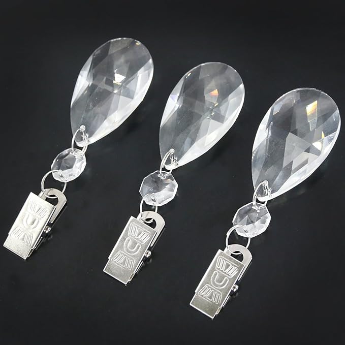 Swpeet Crystal Tablecloth Weights (10 Pcs) with Metal Clip Kit, Square Glass, Windproof, for Outdoor Picnic, Tablecloth Weights Heavy, All-Season, Modern Style
