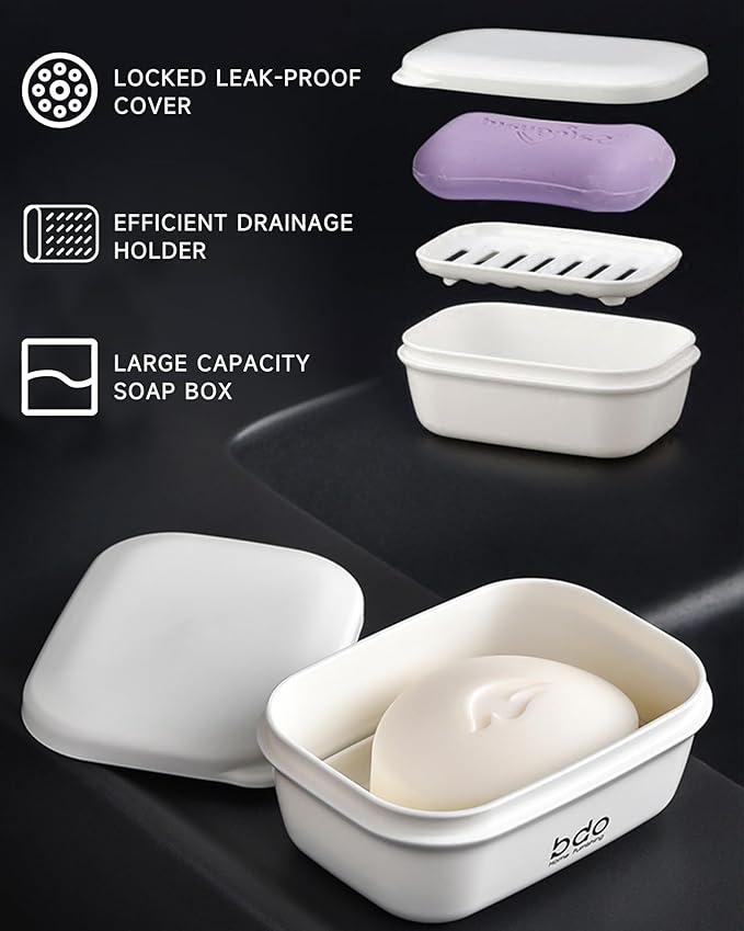 Travel Soap Case, Leakproof Soap Container with Lid, Portable Bar Soap Holder for Traveling, Soap Dishe for Bathroom, Shower, Gym, School, Camping, Vacation, Outdoor (Pink)