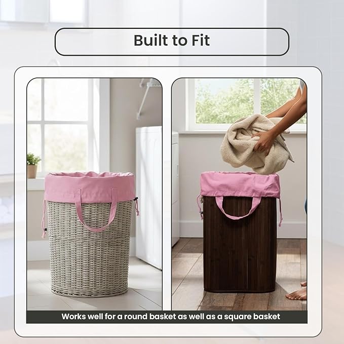 LFH Home Large Premium 1pack Cotton Canvas Laundry Bag with Drawstring and Handles Heavy Duty, Multi-Use, Washable for Home, Travel, College or Storage 24x36-Pink