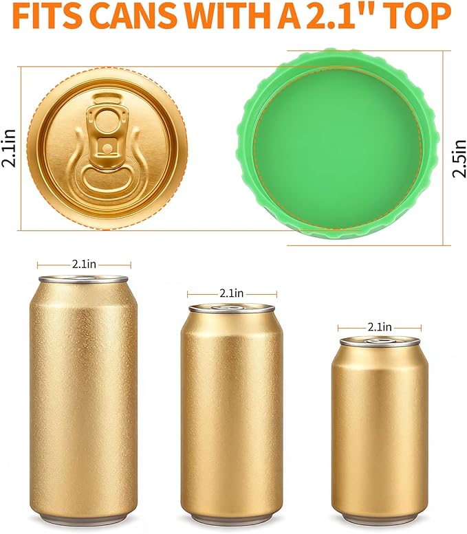 Soda Can Lids – 6 Pack Reusable Silicone Can Covers, Pop Can Lids Fits Standard Cans, Soda Can Saver, Can Toppers for Soda, Beer, Beverage (Assorted, BPA-Free)