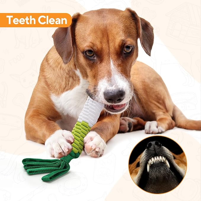 Dog Rope Toy 2PCS, Tug of War Dog Toy, Cute Carrot Dog Toy with Crinkle Paper Tags