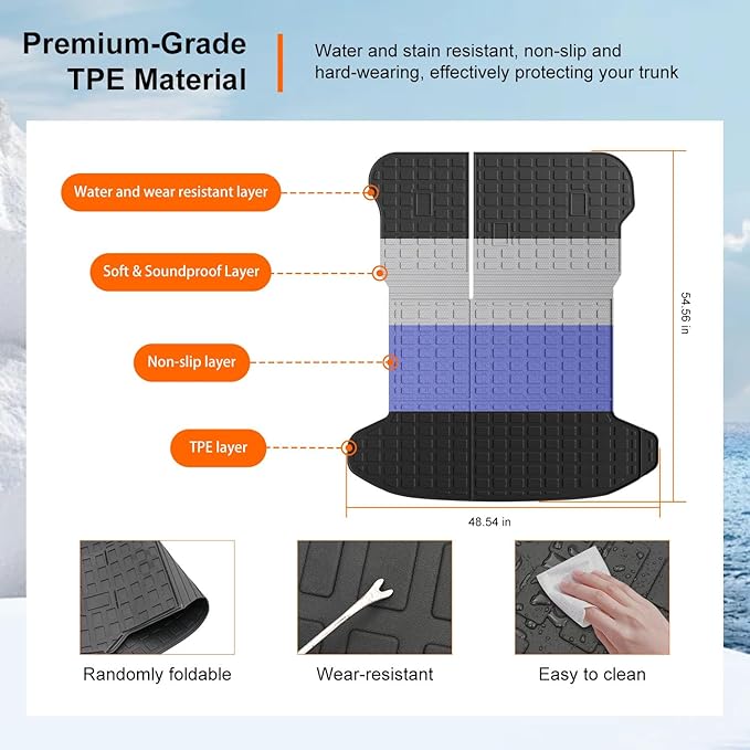 powoq Fuel Cargo Mat Compatible with 2023-2026 Kia Sportage Cargo Liner NO Hybrid Backrest Mat TPE Replacement for 2023 2024 2025 2026 Kia Sportage Accessories (Trunk Mat with Backrest Mats)