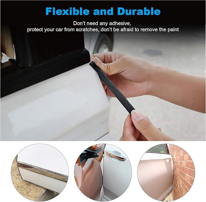 Car Door Edge Guards Black, 16Ft Rubber Seal Protector U Shape Edge Trim Car Door Edge Protection Fit for Most Car