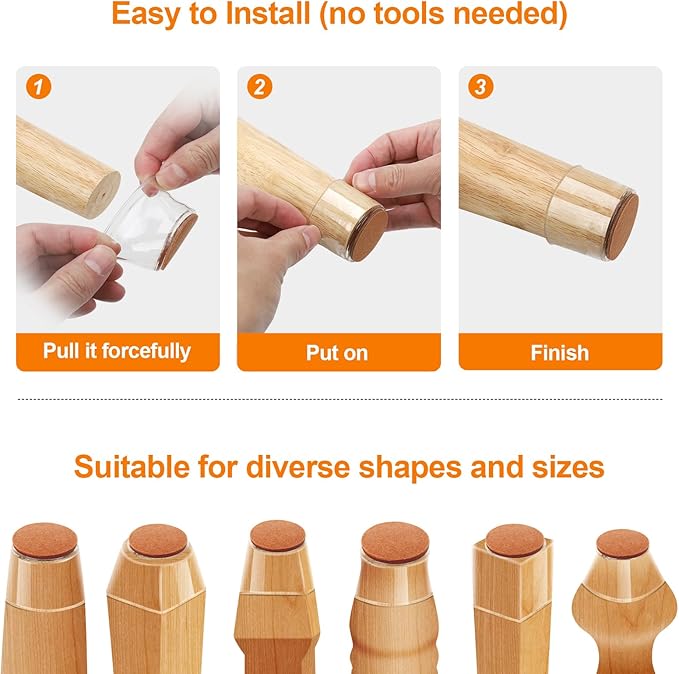 36Pcs Silicone Chair Leg Floor Protectors,Floor Protectors for Chairs,Rubber Chair Leg Protectors for Hardwood Floors,Chair Leg Caps Chair Leg Covers for Wooden Floors(Clear, XSmall)