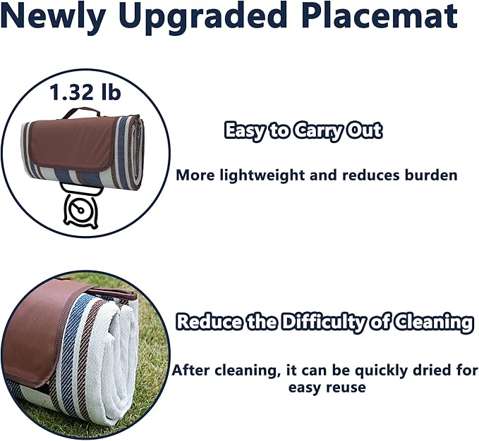 Picnic Blankets,Extra Large Beach Blanket,Lawn Mat 3 - Layer Outdoor Rug, Waterproof Foldable Packable Washable, Camping Carpet Spring Summer for Tent Grass Concert Travel Ground
