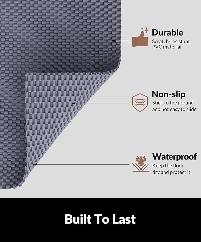 Cooyes Cat Litter Mat - Cut to Fit Any Place, 35"x23" Large Litter Trapping Mat for Litter Box, Easy to Clean, Waterproof & Non-Slip Kitty Pad, Scatter Control to Protect The Floor (Grey)