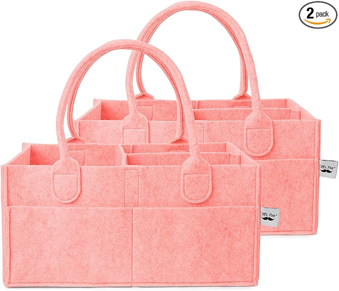 Mr. Pen- Baby Diaper Caddy Organizer, 2 Pack, Pink, Nursery Storage Bin and Car Organizer for Diapers and Baby Wipes