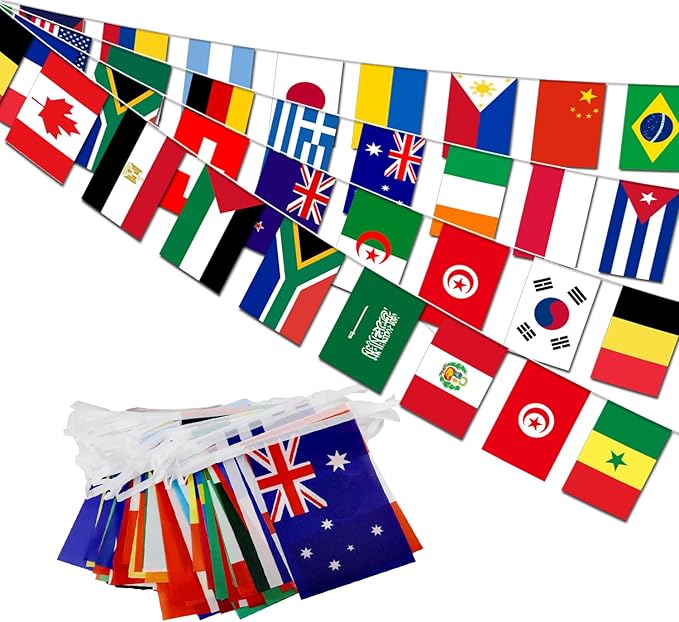Premium Quality 190Ft 200 Countries String Flag - Vibrant International Bunting Banners Perfect for Party Decorations, Bars, Sports Clubs, School Festivals, Celebrations