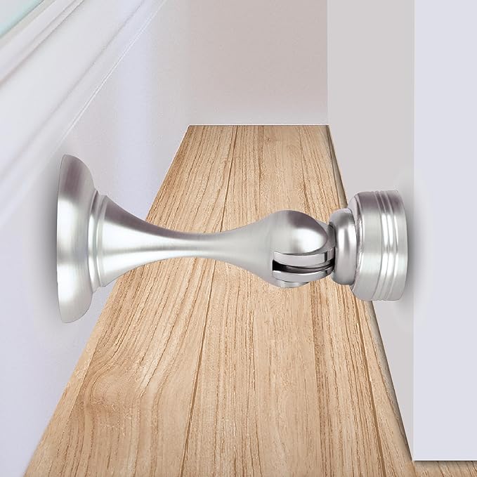 MEGA HANDLES Magnetic Door Stopper, Scratch Free Magnetic Door Catch for Wall, Elegant Magnet Door Stopper for Bottom of The Door- Satin Nickel (1 Pack)