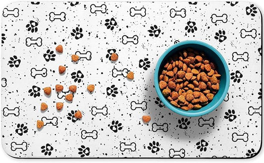 Dog Food Mats,Cat Absorbent Water Bowl Feeding Mats Pet Placemats for Food and Water Spot 17 * 30 inch