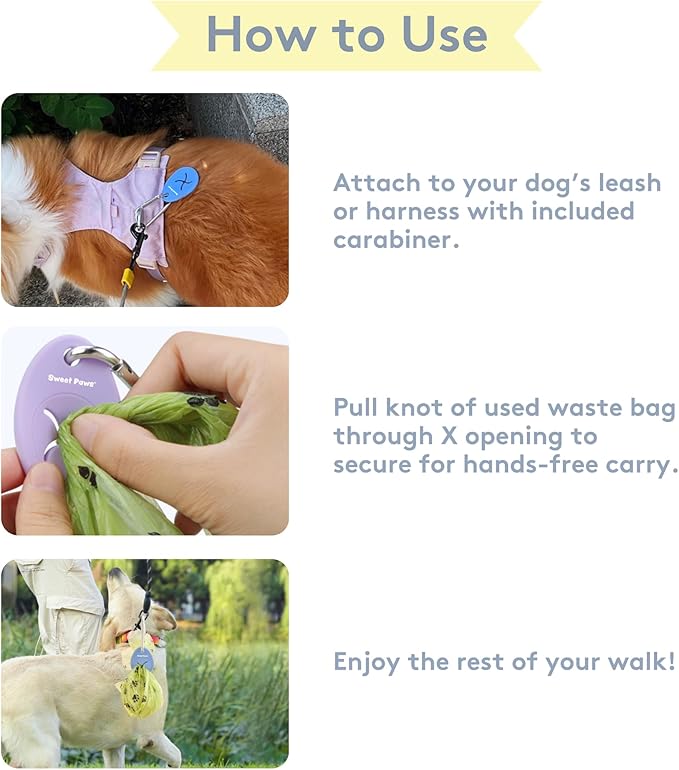Dog Poop Bag Holder Charm for Hands-Free Carry of Used Poop Bag, Durable Eco-Friendly Silicone Dog Walking Accessory with Carabiner Clip -Lavender Cream