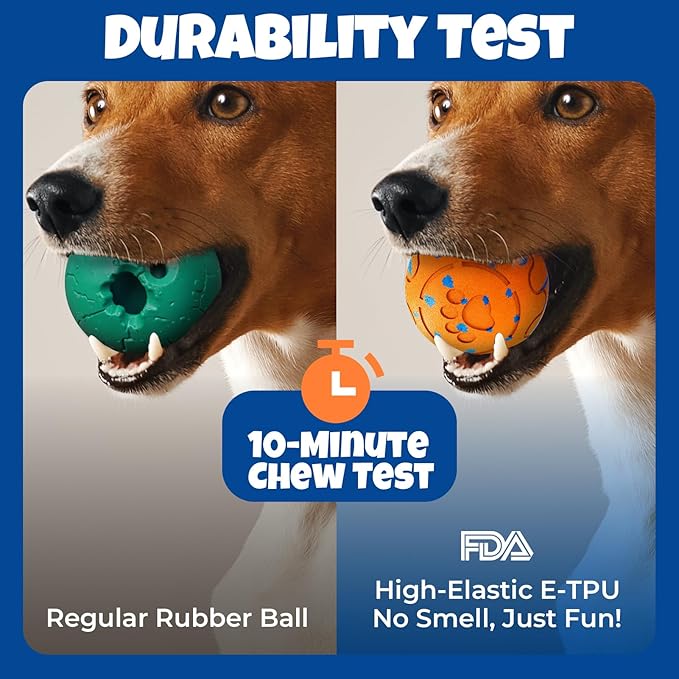 Fsitego Dog Balls: Interactive Dog Ball Auto Rolling - Interactive Dog Toys for Aggressive Chewers - Bouncy & Throwable, Type-C Rechargeable, Washable, for Small & Medium & Large Dogs – Orange