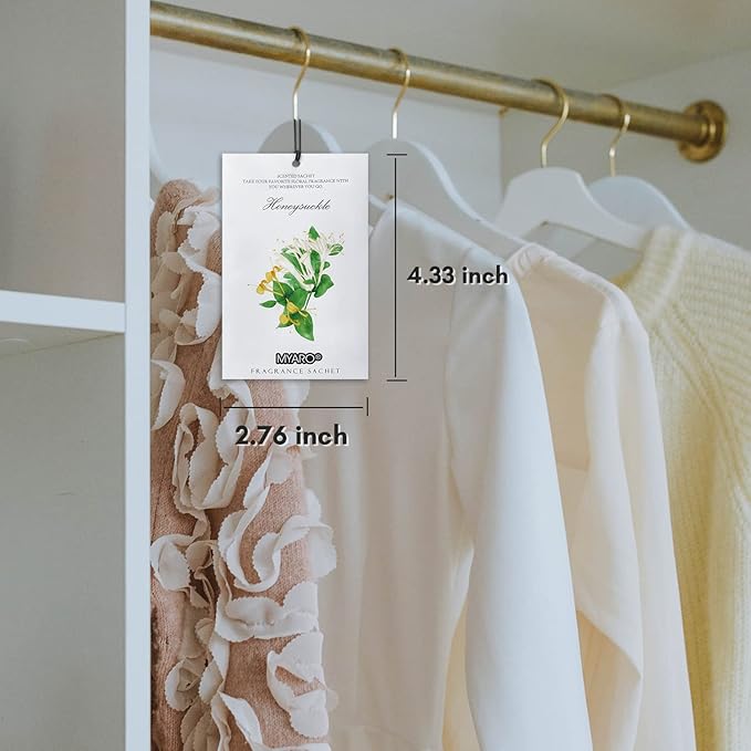 MYARO 12 Packs Honeysuckle Scented Sachets for Drawer and Closet, Long Lasting Air Freshener Fresh Scents Potpourri Bags Home Fragrance for Room Car Small Space