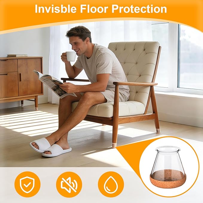 Ansible 24 pcs Chair Leg Floor Protectors, Furniture Felt Pads Silicone Covers caps for Chairs,Chair Leg Protectors for Hardwood Floors (X-Small fit:0.5''-0.89'')