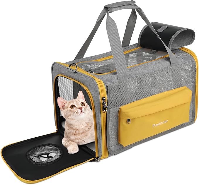 Cat Carriers, 17.7"x13"x13" Collapsible Pets Travel Carriers Dog Carrier Pet Carrier(Up to 20lbs), Waterproof Airline Approved Soft Sided, Car Travel Portable Bag for Big Cats/Small Dogs