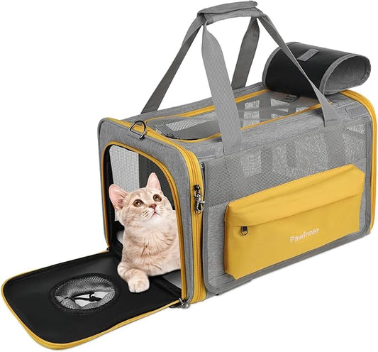 Cat Carriers, 17.7"x13"x13" Collapsible Pets Travel Carriers Dog Carrier Pet Carrier(Up to 20lbs), Waterproof Airline Approved Soft Sided, Car Travel Portable Bag for Big Cats/Small Dogs