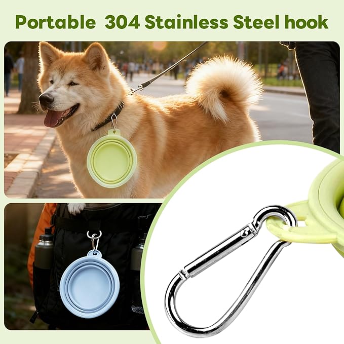 Collapsible Dog Water Bowls for Travel,Portable Dog Bowls with Hook 350ML 2 Packs,Outdoor Pet Feeding Bowls, Pet Essentials