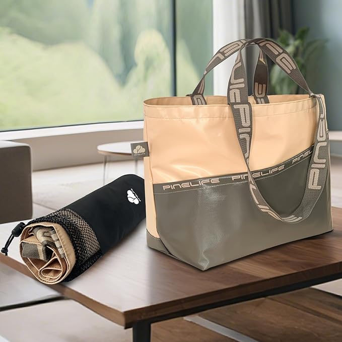 Extra Large Tote Bag Foldable Waterproof Summer Beach Bag for Women Men, Dual Handles, for Swim Gym Camping Shopping