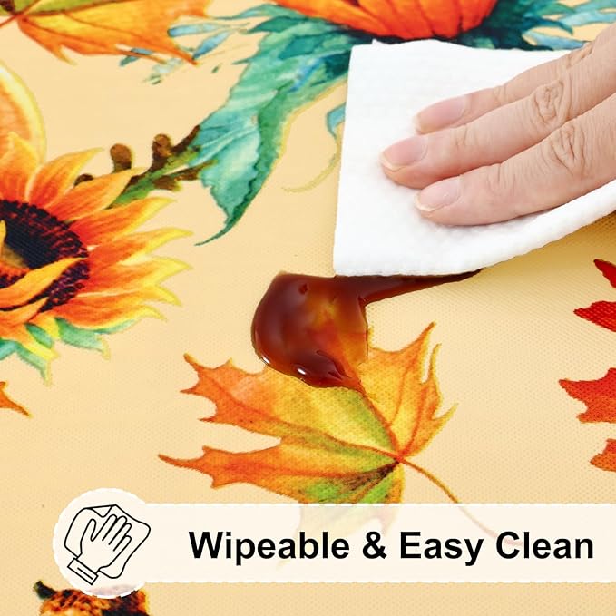 misaya Rectangle Vinyl Tablecloth, Fitted Table Cover, 100% Waterproof, Elastic Edge, Flannel Backing, Plastic Table Cloth Fit 6 Foot Folding Tables for Fall, Thanksgiving (Pumpkin Orange, 30x72 inch)