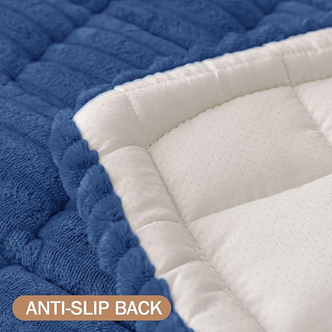 Smiry Couch Cover for Dogs Washable, Non Slip Fuzzy Pet Couch Covers for 3 Cushion Sofa Pet Friendly, Thick Soft Sofa Slipcovers Cushion Protector (Navy Blue, 27.6" x 82.7")