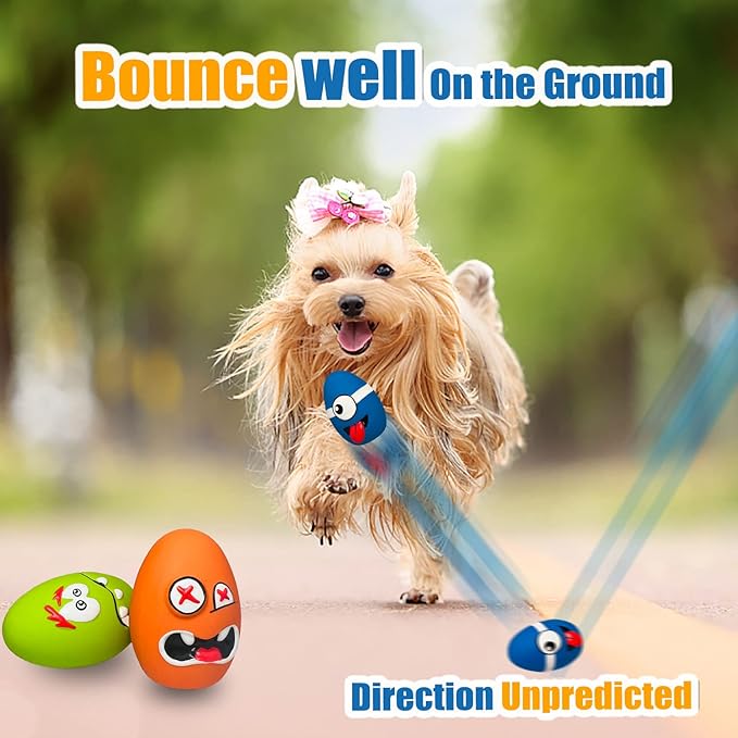 HOLYSTEED Squeaky Dog Toys for Small Dogs, Mini Dogs, Soft Latex Dog Squeaky Toys, Smile Squeaky Dog Balls, Egg Dog Toys Balls 6pcs