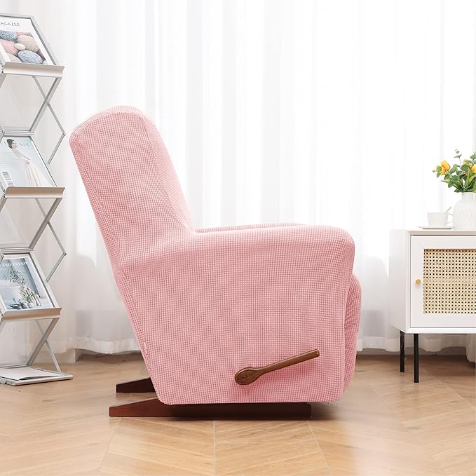 KEKUOU Recliner Chair Covers Lazy Boy Recliner Covers Stretch Couch Cover Slipcovers 1 Piece Furniture Protector with Elastic Bottom for Dog,Kids.(Recliner, Dusty Pink)