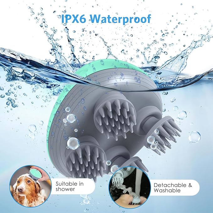 Upgraded Handheld Pet Massager, Electric Scalp Massager, Head and Back Scratcher for Relieving Tight Stiffness Muscles, Promote Bonding, Green