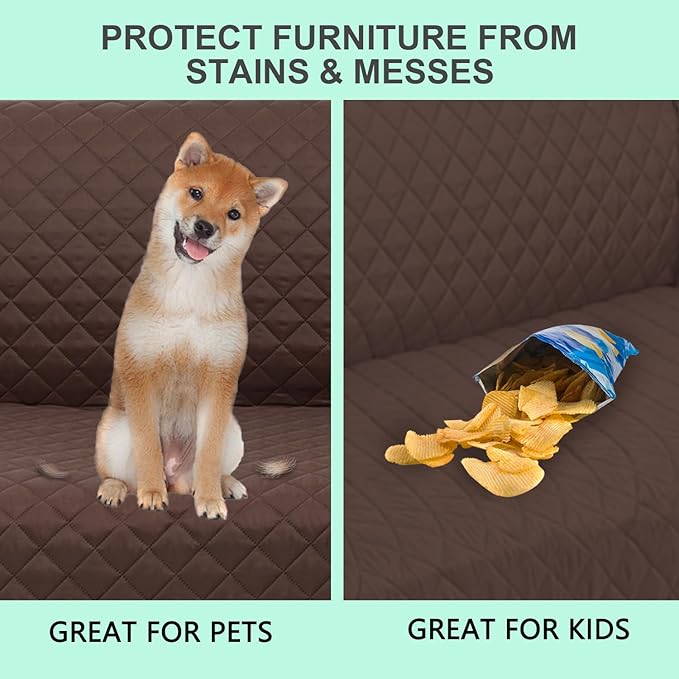 Reversible Oversized Sofa Covers Couch Cover Furniture Protector for Dogs Elastic Straps Water Resistant(XLSofa,Chocolate/Beige)
