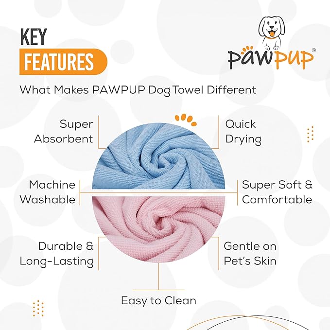 PAWPUP Dog Towels for Drying Dogs Super Absorbent Microfiber Pet Grooming Towel for Dogs, Cats and Other Pets (40 x 24 Inches, Pink and Blue)