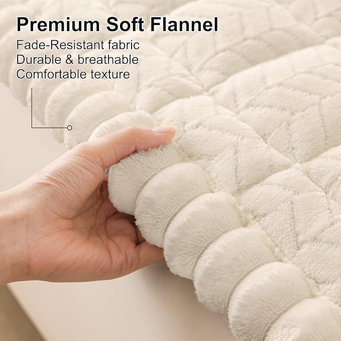 Smiry Non Slip Couch Covers for Dogs, Fuzzy Pet Couch Covers for 3 Cushion Sofa Pet Friendly, Soft Sofa Slipcovers Cushion Furniture Protector Washable (Beige, 35.4" x 70.9")