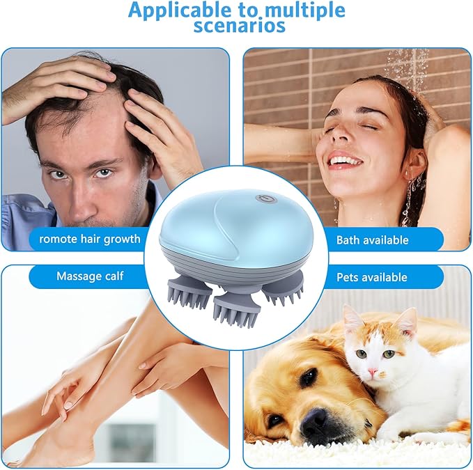 Upgraded Handheld Scalp Massager, Electric Scalp Massager, Scalp and Back Scratcher for Relieving Tight Stiffness Muscles, Promote Bonding, Blue