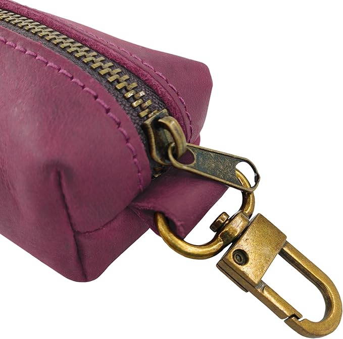 HIFA Genuine Leather Dog Waste Holder, Leash Attachable - Soft Touch Rustic Leather, Metal Clips and Easy Access to Pet Waste Bags - Dog Poop Dispenser for Outdoor Walking