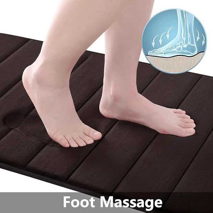 Buganda Memory Foam Bath Mat, 55" x 24", Ultra Soft and Non-Slip Bathroom Rugs, Water Absorbent and Machine Washable Bath Rug Runner for Bathroom, Shower, and Tub, Brown