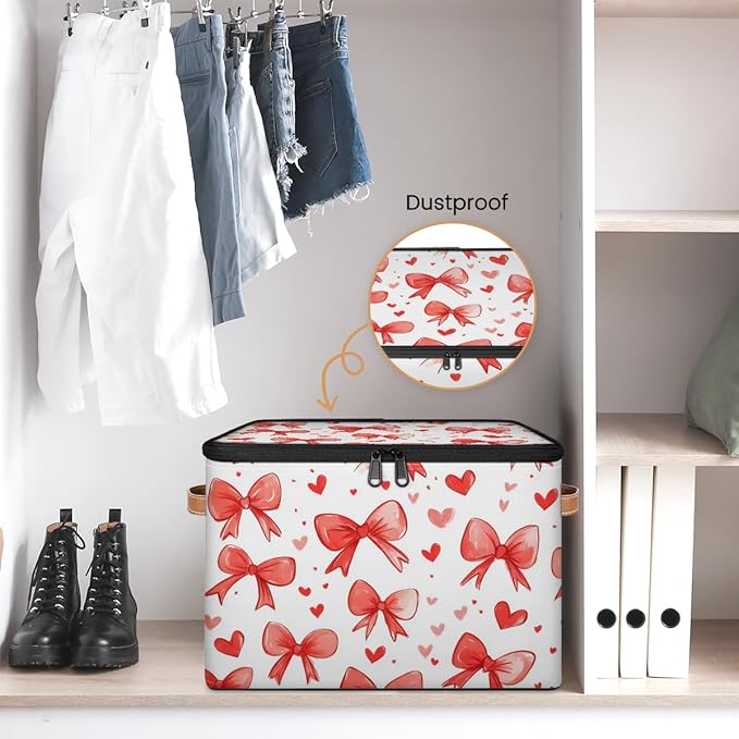 Cubes Storage Baskets,Ribbon Bow Empty Gift Basket,Foldable Storage Box Bin,Waterproof Open Shelf Basket Organizer for Clothes Toy Bedroom Nursery Home Decorative