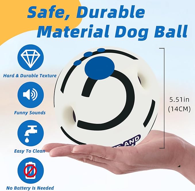 SHAKE AND LAUGH Glow in The Dark Dog Toys Ball, Interactive Dog Ball, Shaking with Gibbering Sound, XL, 5.51 in (14 cm)