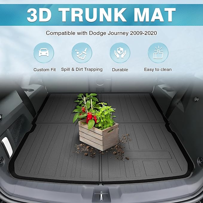 Mixsuper Custom Fit Cargo Liner for Dodge Journey 2009-2020, Cargo Mat for Journey Accessories All Weather Rear Trunk Liner Anti-Slip Durable Black